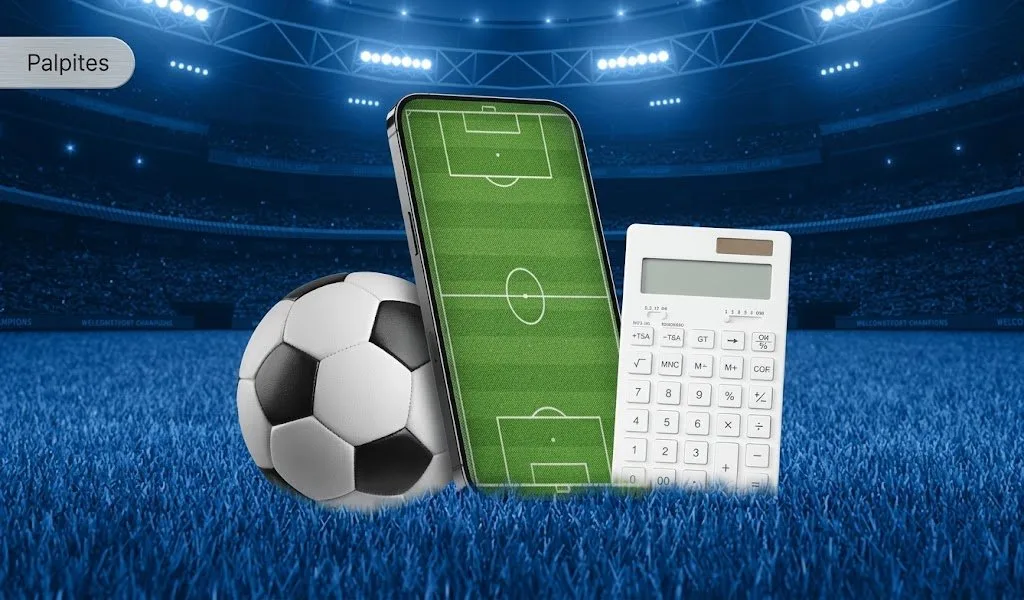 Celular, bola e calculadora para calcular odds de futebol